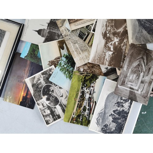 111 - 5x picture prints inc a Newtown picture, Powis Castle, Berriew etc along with a collection of old po... 