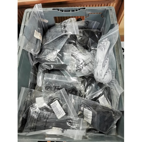 125 - 2x boxes containing a large quantity of elastic and material, mostly in bags, in good order