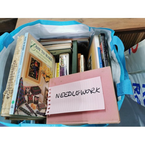 126 - Very large collection of 8x bags of books inc needle work, embroidery, craft, Cats etc all in good o... 