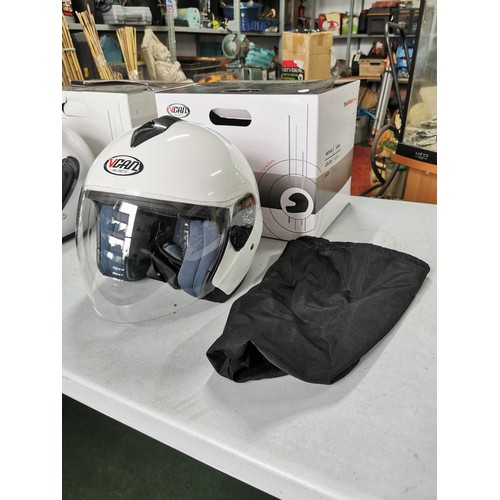 133 - 2x Vcan unused boxed motorcycle helmets size small in good order