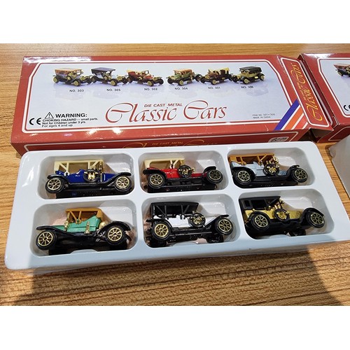 27 - A quantity of diecast vehicles including 2 boxed signature models vintage diecast cars along with 3 ... 