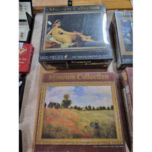 33 - A collection of 6x new and sealed museum collection puzzles 1000-1500 pieces, all still sealed in ce... 