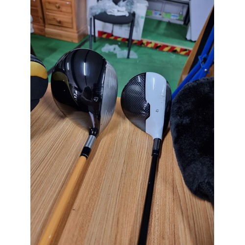 40 - 2x good quality left handed golf woods, both by Taylor made, to include an oversized driver R580XD a... 