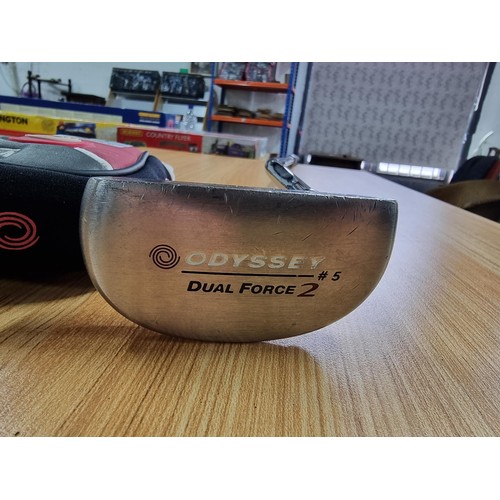 42 - A good quality right handed golf putter by Odyssey dual force 2, in good condition.