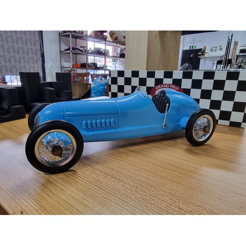 46 - A boxed as new large diecast model of a Bugatti inspired blue racer by authentic models Grand Prix M... 