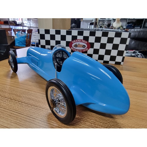 46 - A boxed as new large diecast model of a Bugatti inspired blue racer by authentic models Grand Prix M... 