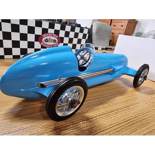 46 - A boxed as new large diecast model of a Bugatti inspired blue racer by authentic models Grand Prix M... 