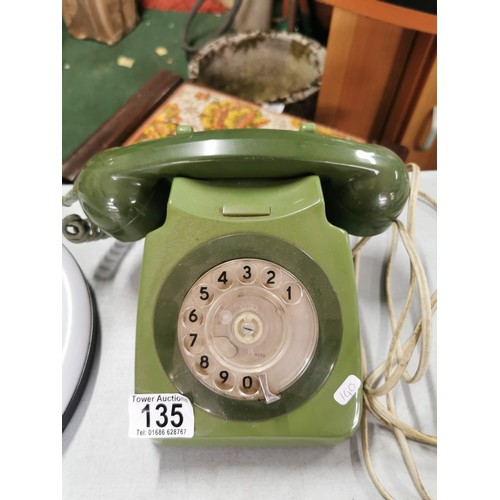 135 - Vintage Dial telephone in green Batch sampled FWR 83/1 Approval number S/1000/GF/1981 along with a c... 