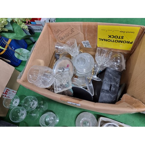 64 - 2 large boxes of collectables to include a box full of good quality glassware include crystal glasse... 