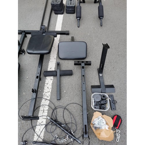 157 - Opti Multigym 29kg with 7 weights, appears complete in nice condition, complete with bolts etc.