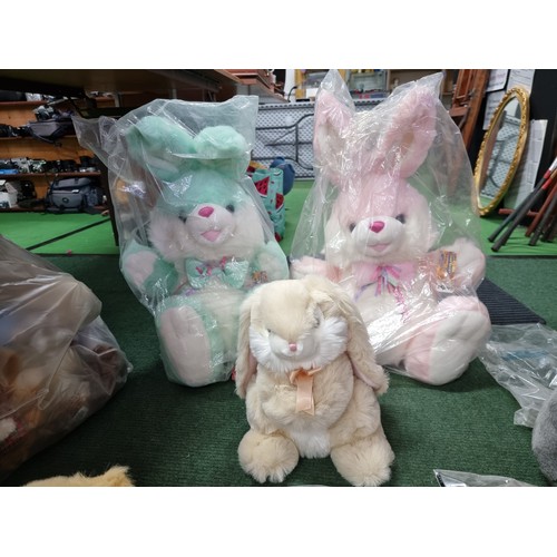 68 - A large quantity of clean and as new soft toys to include, 2 large chad valley bunny teddies standin... 