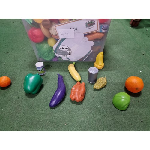 72 - A box containing a large quantity of various toy food and fruit in good condition.