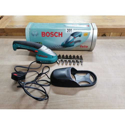 205 - Bosch Cordless shrub shear in tin case - working