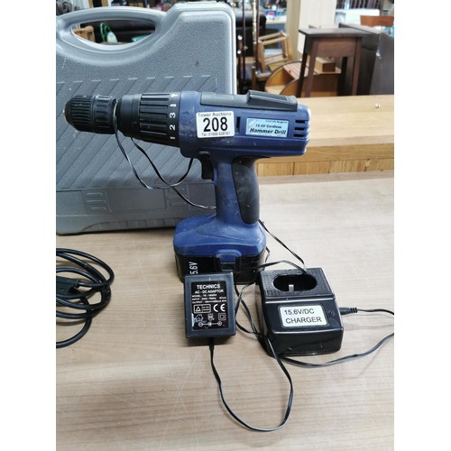 208 - Cased Hilka 16.6v hammer drill along with a Tesco 650w jigsaw