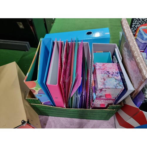 73 - 2 boxes full of various stationary all in good order including many files, note pads, pens, etc, alo... 