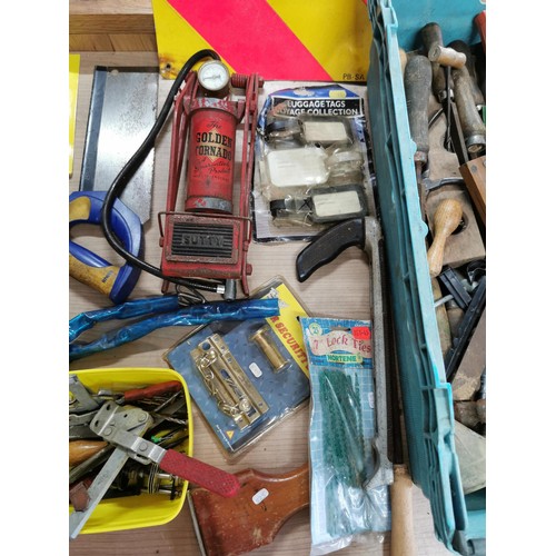 223 - 2x boxes containg al very large quantity of various tools inc files, hammers, grease gun, saws, Hurc... 