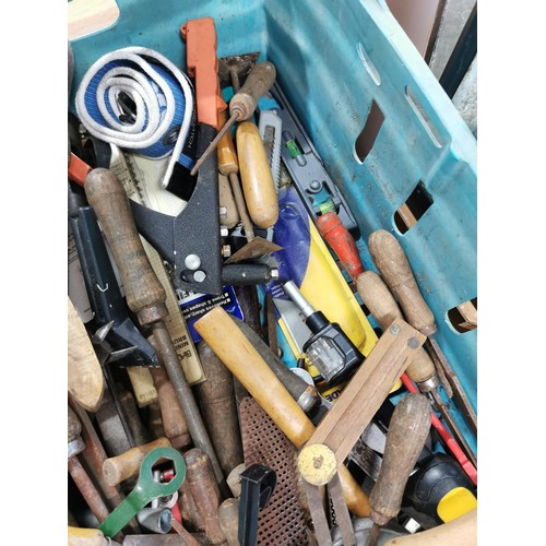 223 - 2x boxes containg al very large quantity of various tools inc files, hammers, grease gun, saws, Hurc... 