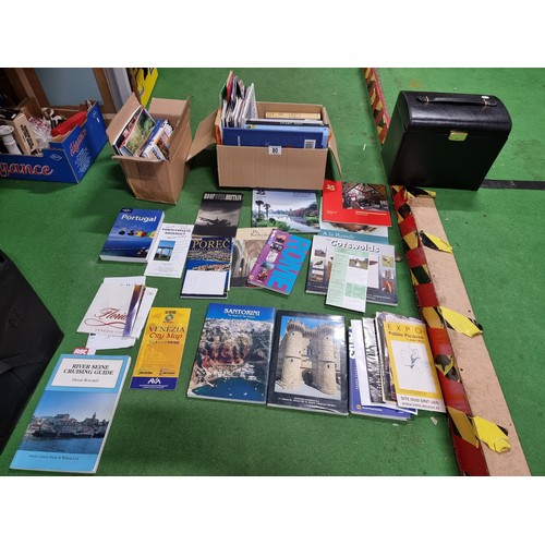 80 - A large quantity of books and tourist pamphlets, along with a good quality black jewellery case with... 