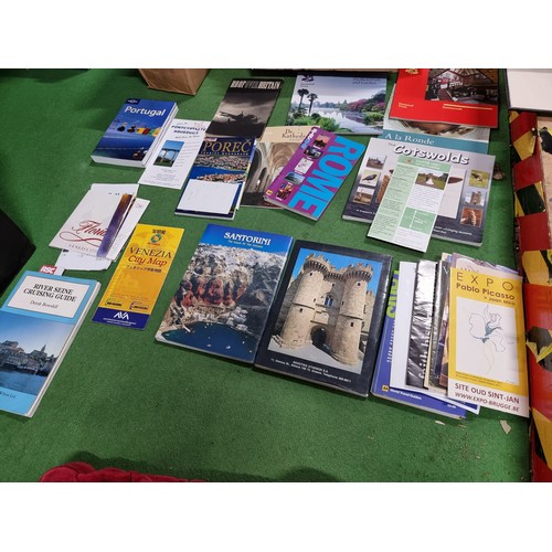 80 - A large quantity of books and tourist pamphlets, along with a good quality black jewellery case with... 