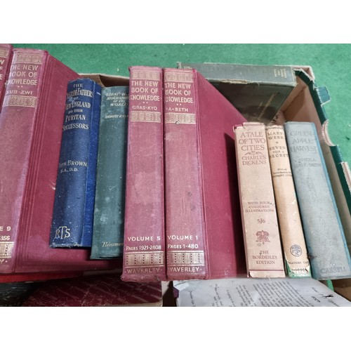 82 - A large quantity in 3 boxes of mostly antique books to include some good titles, please study photos... 