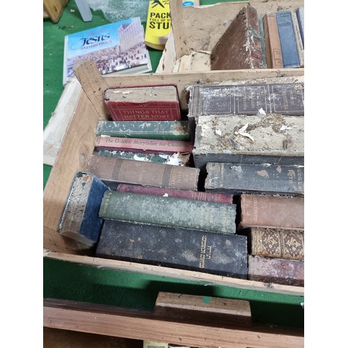 83 - A large quantity in 4 boxes of mostly antique books to include many religious Books, bible, etc, alo... 