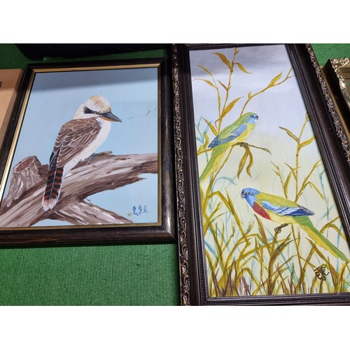 84 - A quantity of 9x framed artworks all relating to Owls and birds to include 4 original oil on boards ... 