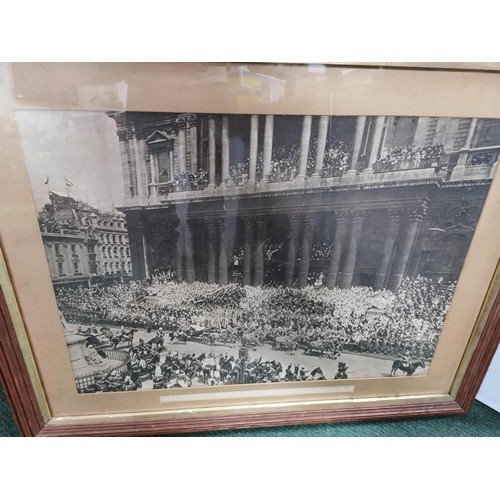 306 - Large framed and glazed antique photograph of Mayors of the UK meeting Queen Victoria at Buckingham ... 