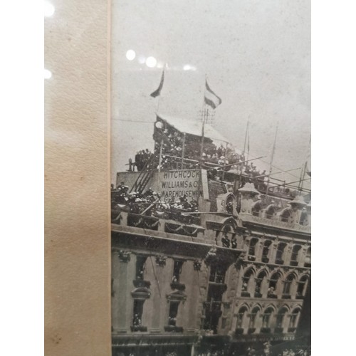 306 - Large framed and glazed antique photograph of Mayors of the UK meeting Queen Victoria at Buckingham ... 