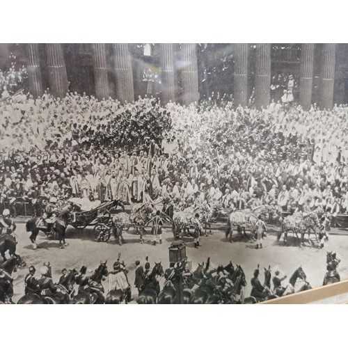 306 - Large framed and glazed antique photograph of Mayors of the UK meeting Queen Victoria at Buckingham ... 