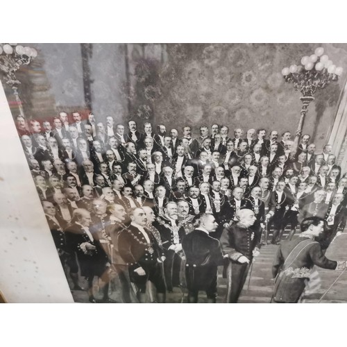 306 - Large framed and glazed antique photograph of Mayors of the UK meeting Queen Victoria at Buckingham ... 