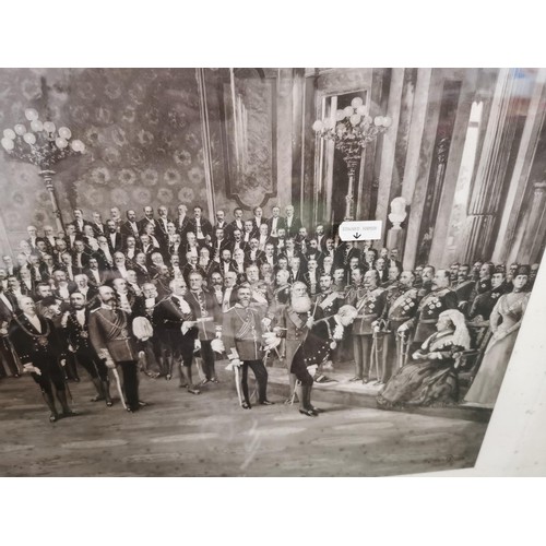 306 - Large framed and glazed antique photograph of Mayors of the UK meeting Queen Victoria at Buckingham ... 