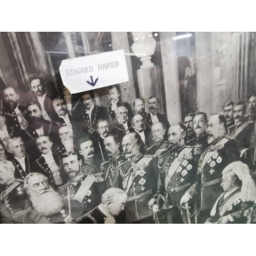 306 - Large framed and glazed antique photograph of Mayors of the UK meeting Queen Victoria at Buckingham ... 