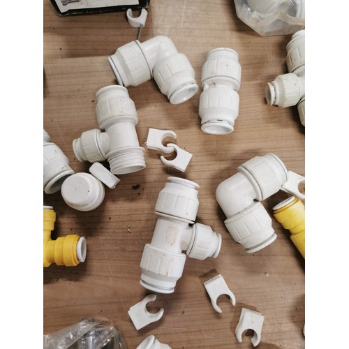 225 - Bag containing a quantity of plastic plumbing accessories inc Danfoss ras-c2 combi, Danfoss ras-c co... 