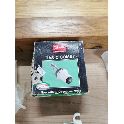 225 - Bag containing a quantity of plastic plumbing accessories inc Danfoss ras-c2 combi, Danfoss ras-c co... 