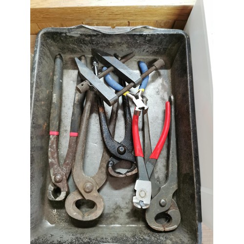 231 - Box containing a large quantity of pliers, chisels, metal cutters etc