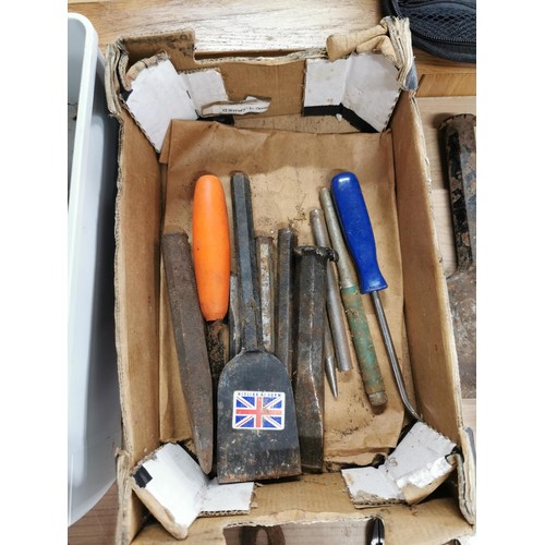 231 - Box containing a large quantity of pliers, chisels, metal cutters etc