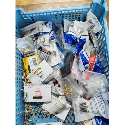 237 - 3x crates inc a large quantity of belt sanders size 6cm x 40cm, along with spanners, door handles, p... 