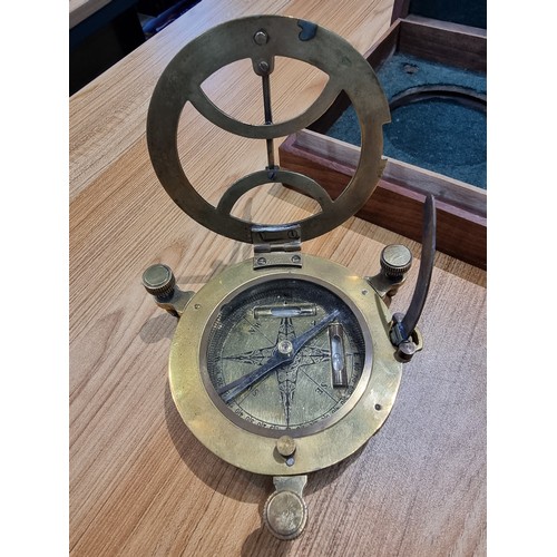 329 - A wooden cased brass sun dial compass by Gilbert&Sons London, fitted in a good quality brass bound w... 