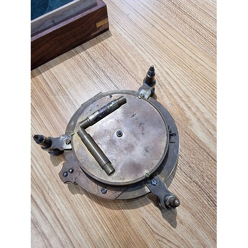 329 - A wooden cased brass sun dial compass by Gilbert&Sons London, fitted in a good quality brass bound w... 