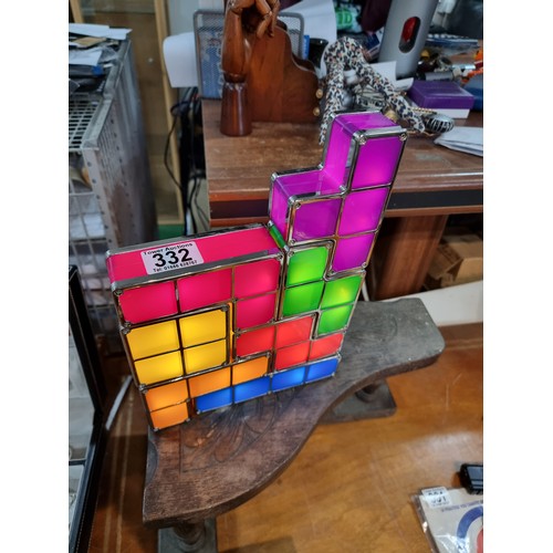 332 - A genuine Tetris lamp, made up of 7 Tetris pieces which light up on connection can be formed to make... 