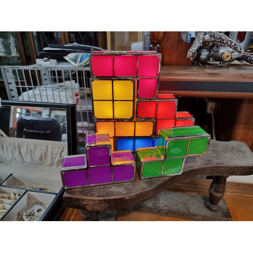 332 - A genuine Tetris lamp, made up of 7 Tetris pieces which light up on connection can be formed to make... 