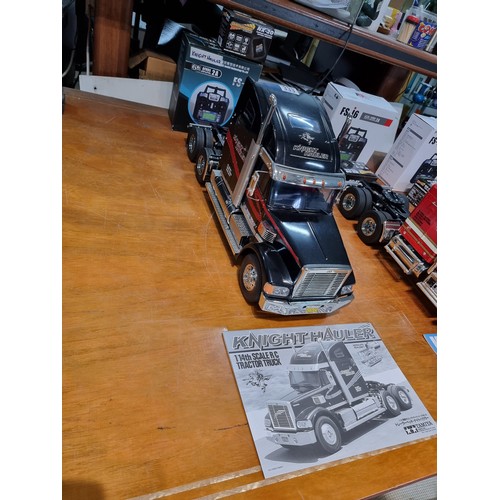 333 - An impressive very large 1/14th scale R/C tractor truck by Knight Hauler by Tamiya complete with a b... 