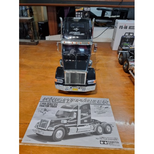 333 - An impressive very large 1/14th scale R/C tractor truck by Knight Hauler by Tamiya complete with a b... 