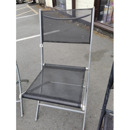 245 - 4x foldable garden outdoor chairs, one is chrome and black.