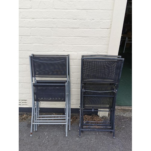 245 - 4x foldable garden outdoor chairs, one is chrome and black.