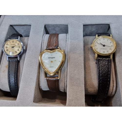 342 - A collection of 7x various ladies wrist watches all in clean condition, fitted in a good quality 6 d... 