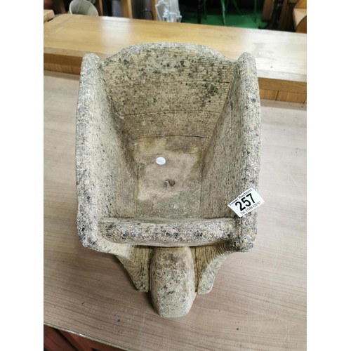 257 - Very well formed stoneware planter in the style of a wheel barrow in good order height 23cm length 5... 