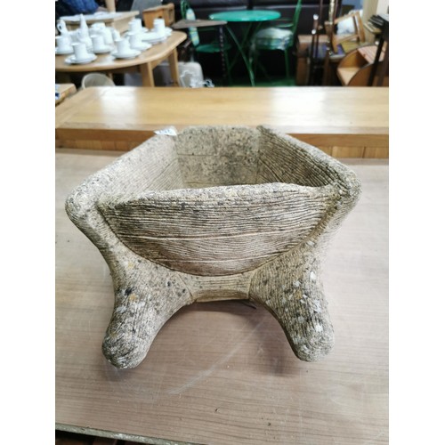 257 - Very well formed stoneware planter in the style of a wheel barrow in good order height 23cm length 5... 