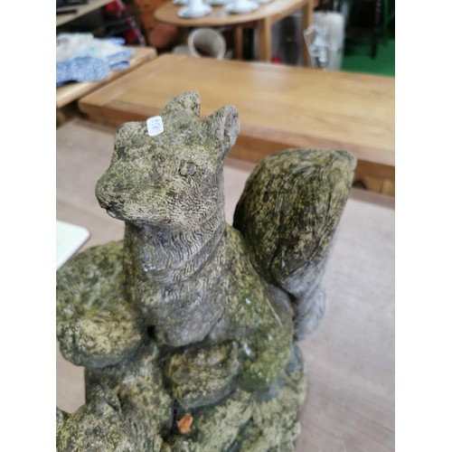 261 - Vintage stoneware garden ornament in the form of a squirrel family, Mum Dad and Baby, in good order ... 