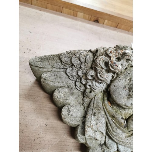 268 - Stoneware wall hanging planter with an angel design to the front, stands at 24cm high, 44cm wide